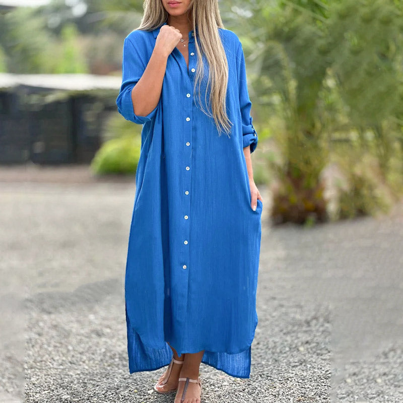 Sienna | Graceful Long Sleeve Casual Shirt Maxi Dress