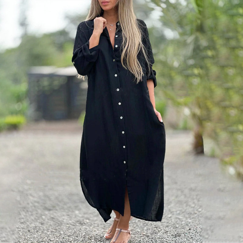 Sienna | Graceful Long Sleeve Casual Shirt Maxi Dress