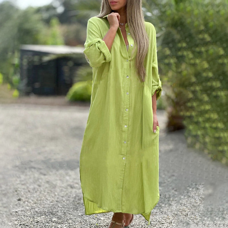 Sienna | Graceful Long Sleeve Casual Shirt Maxi Dress