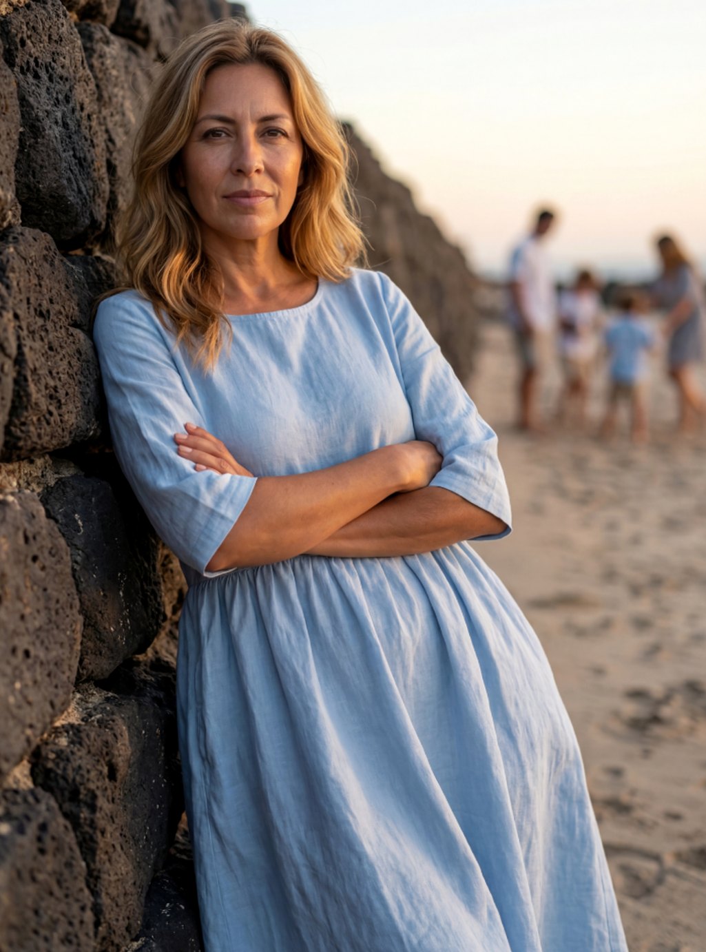 Sienna | Refined Gathered Waist Midi Linen Dress