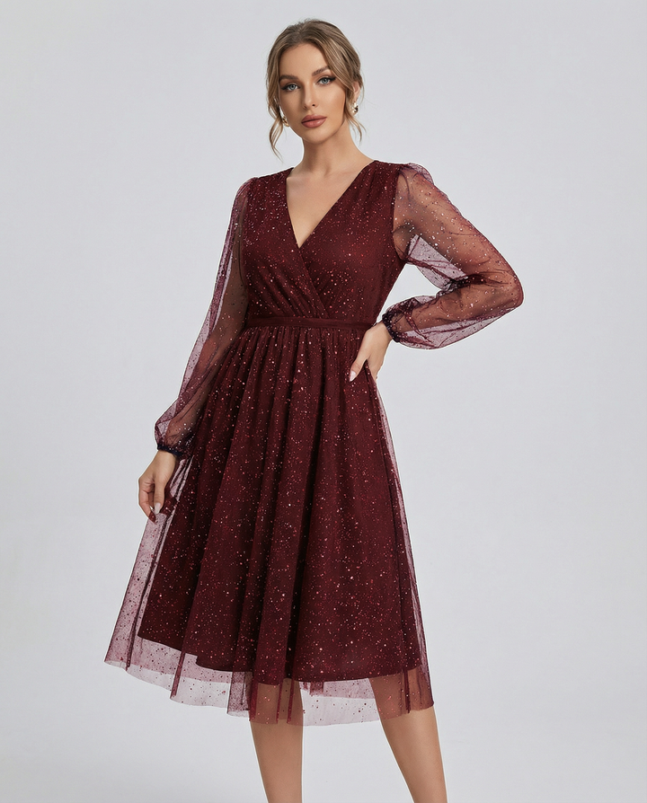 Sienna | Relaxed Sparkly Mesh Sleeve Party Dress