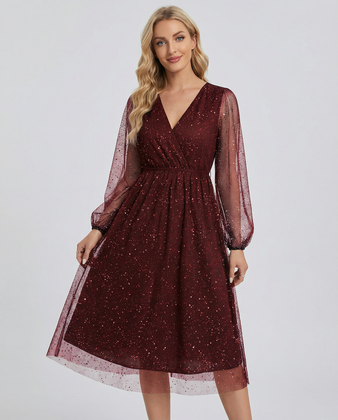 Sienna | Relaxed Sparkly Mesh Sleeve Party Dress