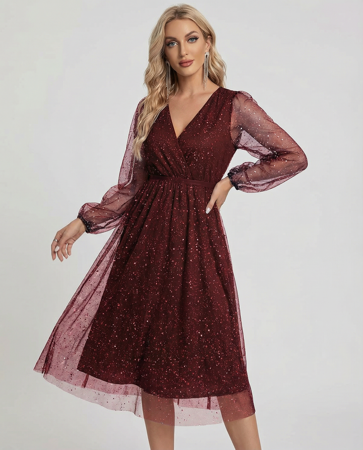 Sienna | Relaxed Sparkly Mesh Sleeve Party Dress