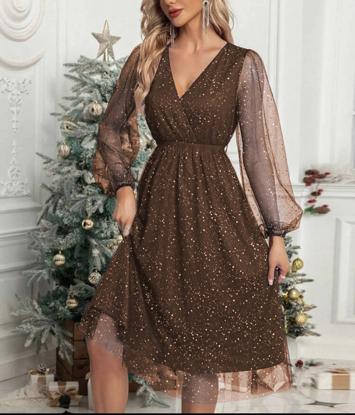 Sienna | Relaxed Sparkly Mesh Sleeve Party Dress
