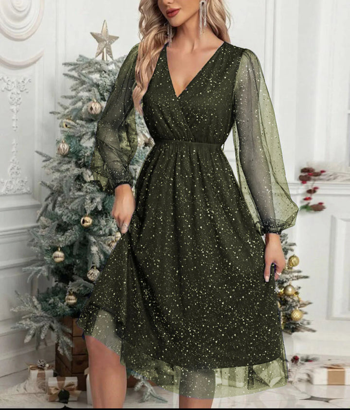 Sienna | Relaxed Sparkly Mesh Sleeve Party Dress