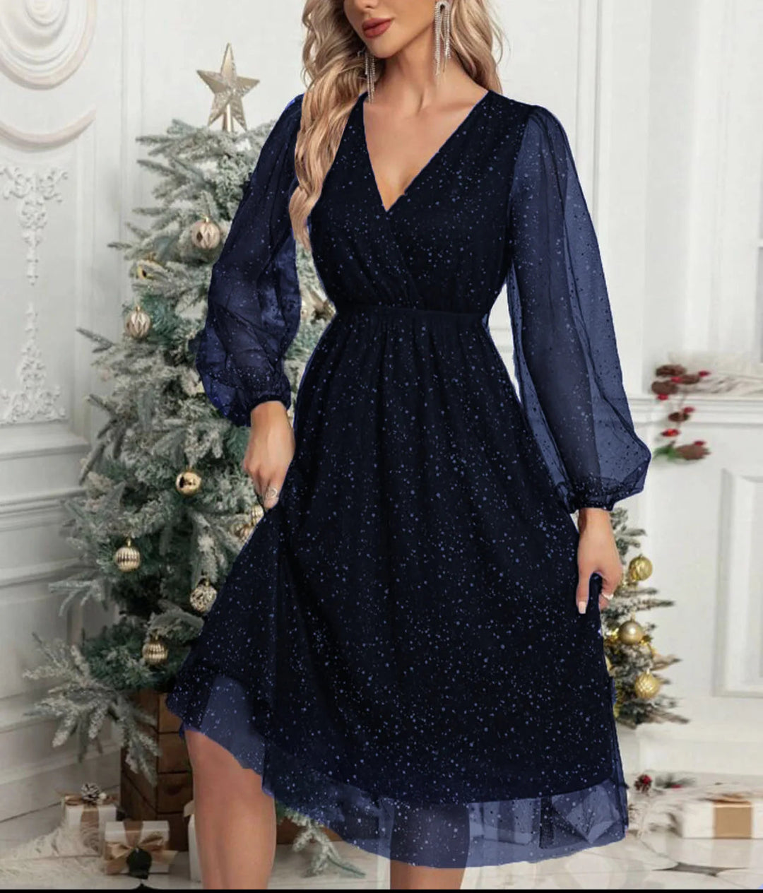 Sienna | Relaxed Sparkly Mesh Sleeve Party Dress