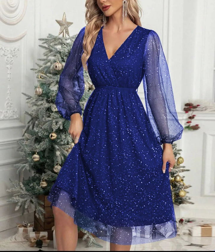 Sienna | Relaxed Sparkly Mesh Sleeve Party Dress