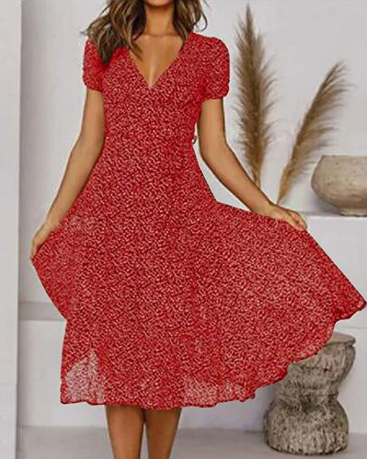 Sofia | Classic Floral V-Neck Midi Summer Dresses