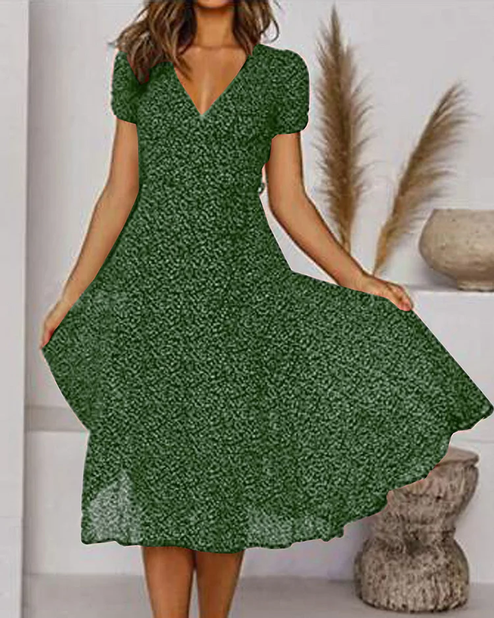 Sofia | Classic Floral V-Neck Midi Summer Dresses