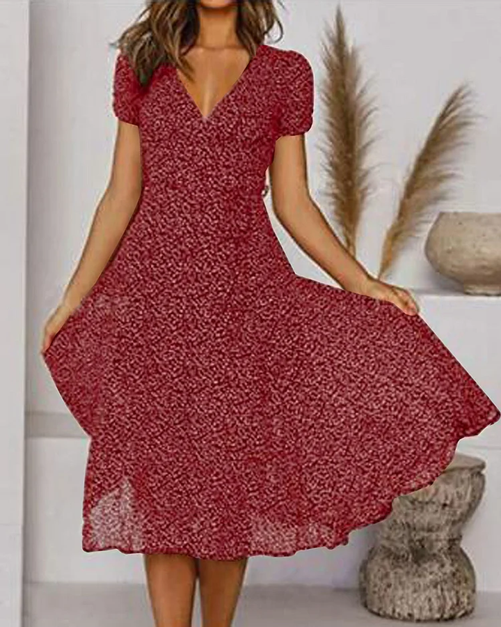 Sofia | Classic Floral V-Neck Midi Summer Dresses
