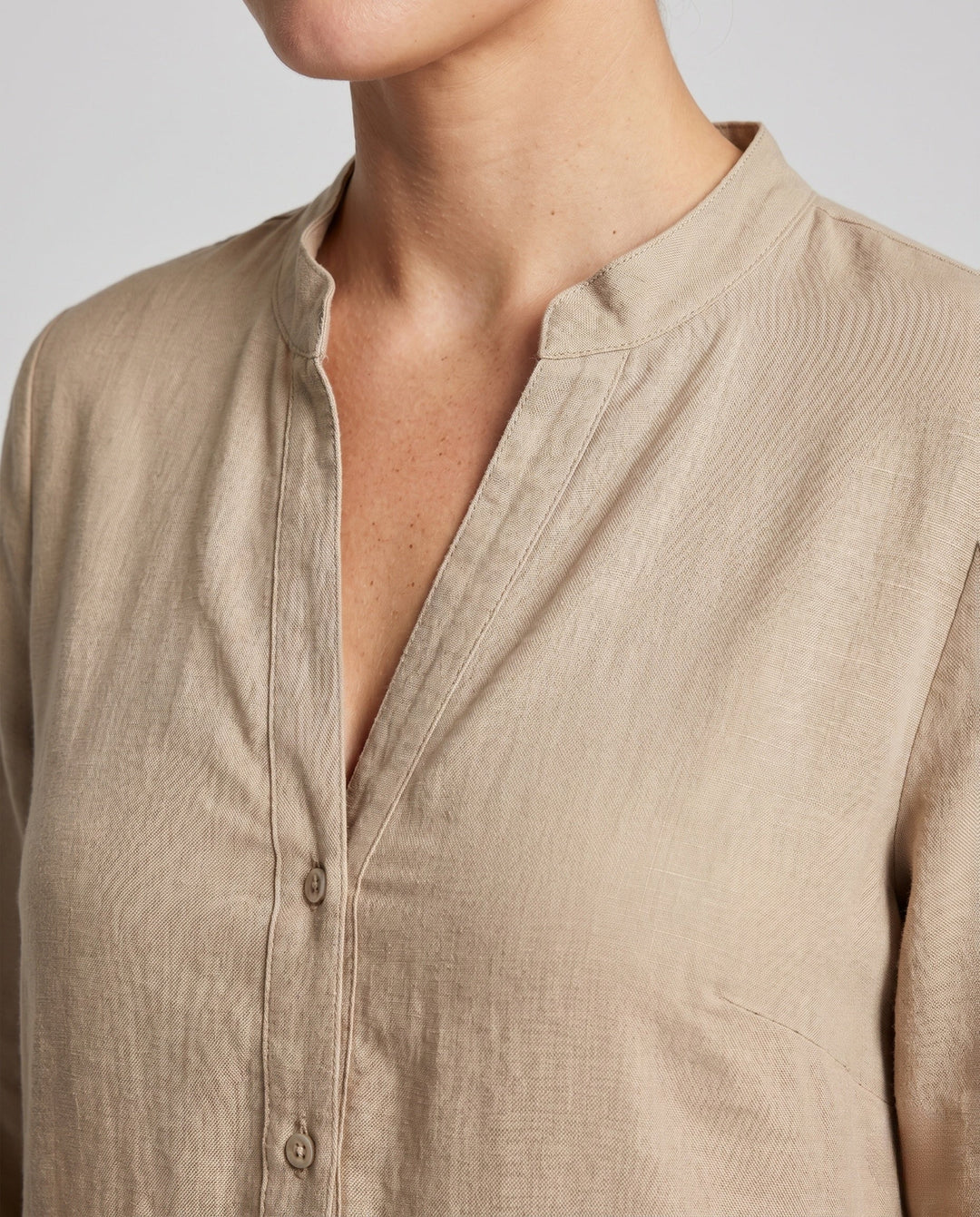 Sofia | Effortless Tiered Midi Linen Dress with Button Placket