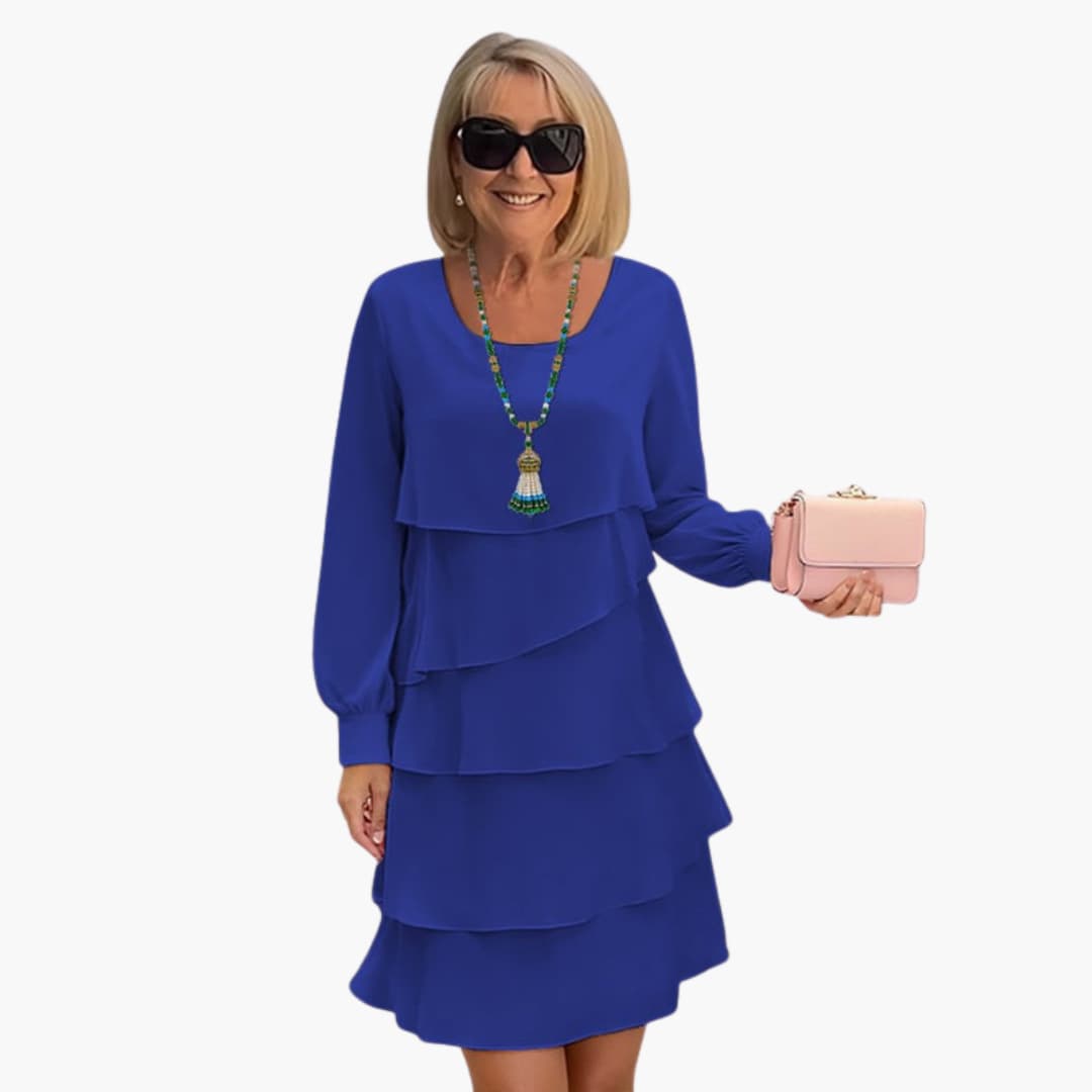 Sofia | Effortless Tiered Ruffle Party Dress with Long Sleeves