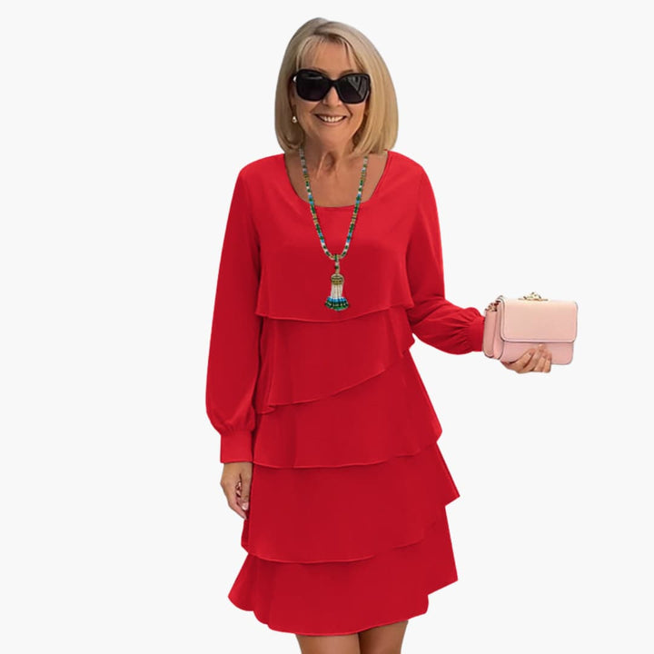 Sofia | Effortless Tiered Ruffle Party Dress with Long Sleeves