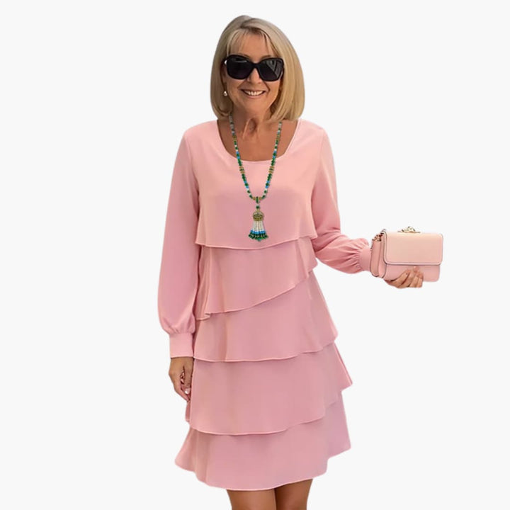 Sofia | Effortless Tiered Ruffle Party Dress with Long Sleeves
