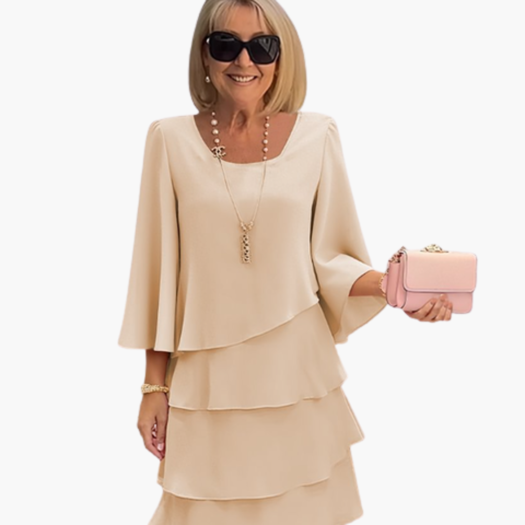 Sofia | Effortless Tiered Ruffle Party Dress with Long Sleeves