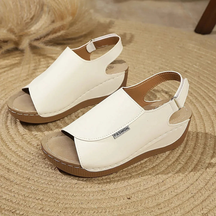 Sofia | Stylish Peep Toe Wedge Sandals with Slingback Strap
