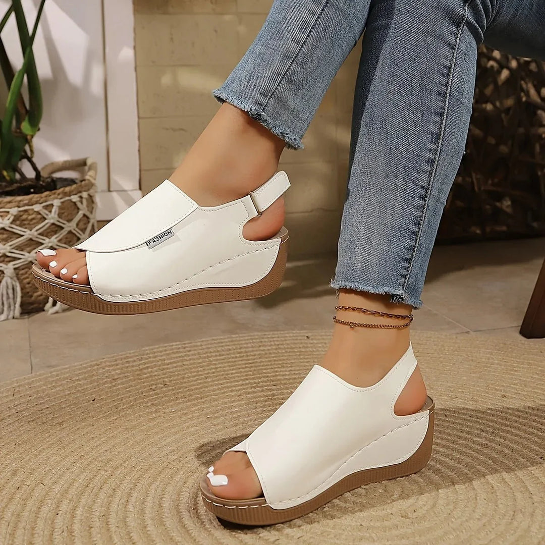 Sofia | Stylish Peep Toe Wedge Sandals with Slingback Strap