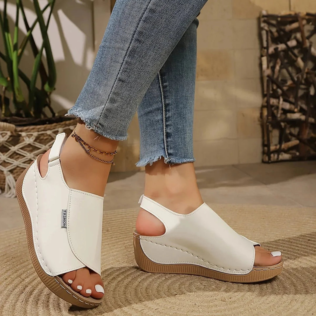 Sofia | Stylish Peep Toe Wedge Sandals with Slingback Strap