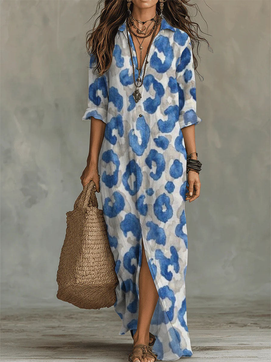 Sofia | Timeless Floral Boho Maxi Shirt Dress
