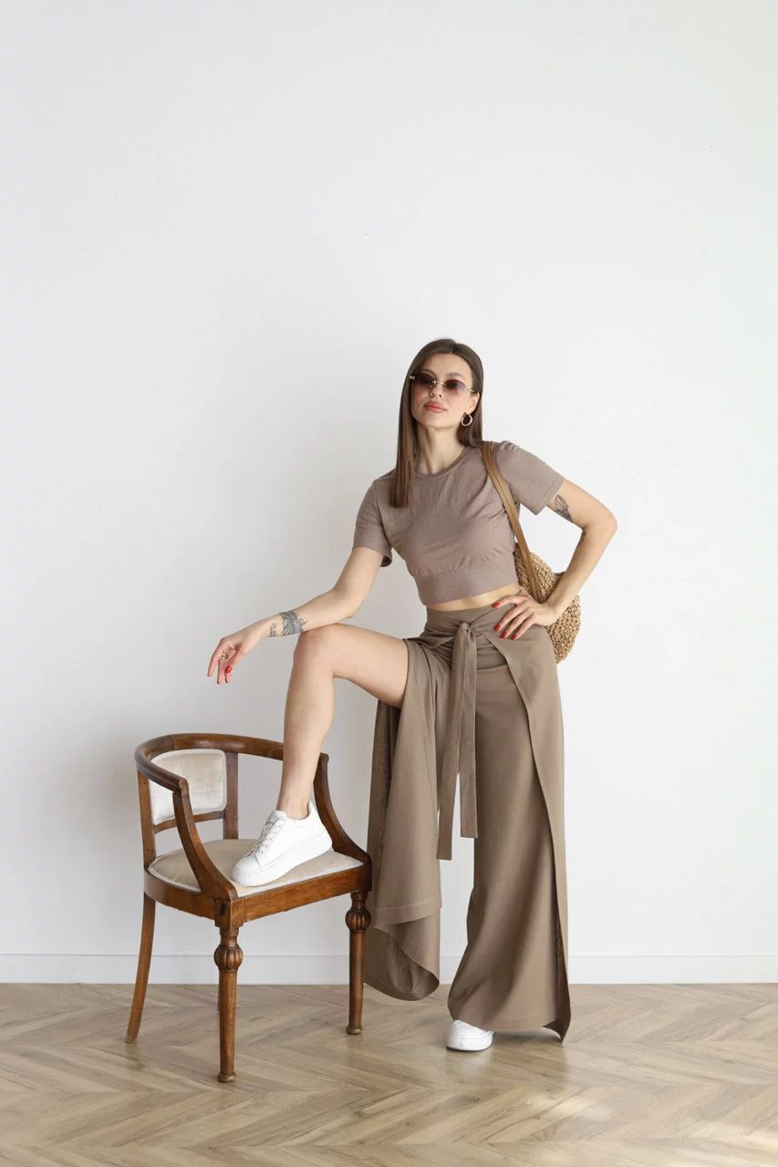 Sophia | Elegant Wide Leg Linen Pants with Tie Waist
