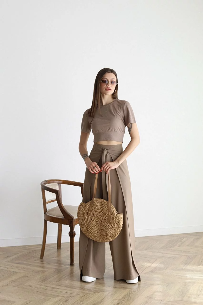 Sophia | Elegant Wide Leg Linen Pants with Tie Waist