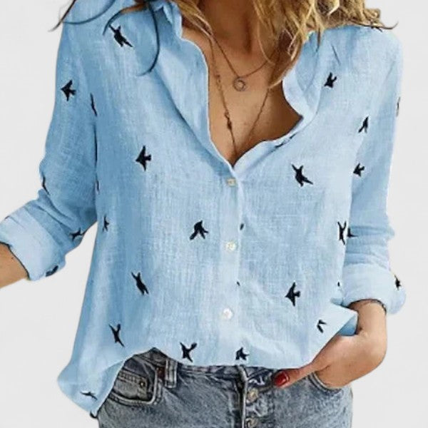 Sophia | Graceful Ruffled Collar Linen Shirt