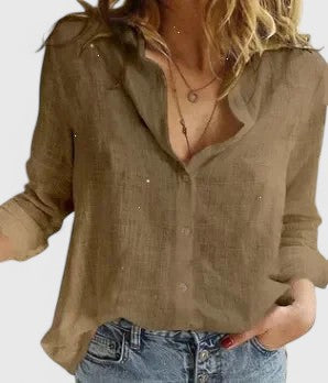 Sophia | Graceful Ruffled Collar Linen Shirt
