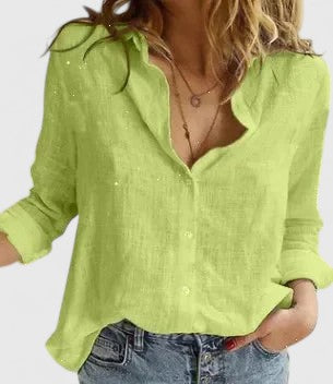 Sophia | Graceful Ruffled Collar Linen Shirt