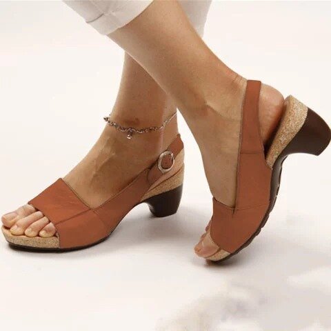 Sophia | Relaxed Mary Jane Buckle Strap Block Heel Sandals