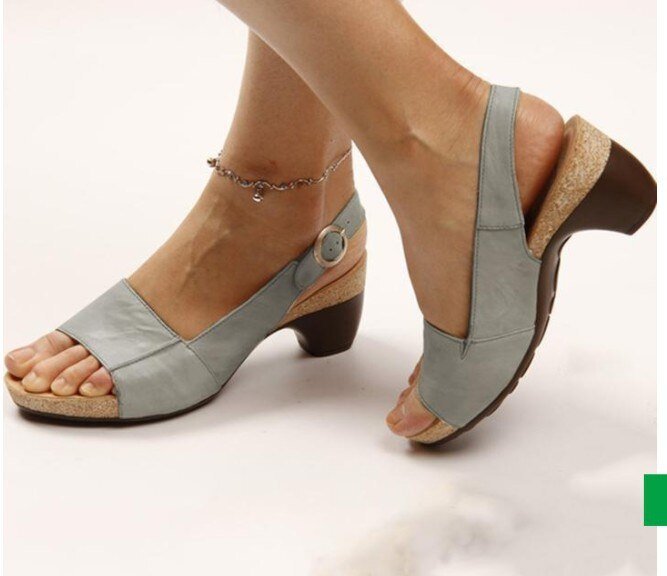 Sophia | Relaxed Mary Jane Buckle Strap Block Heel Sandals