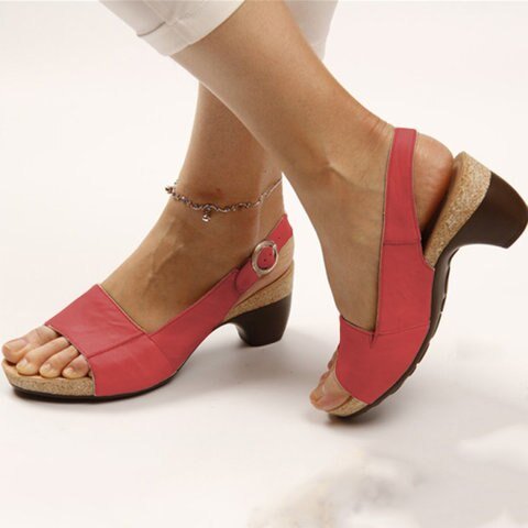 Sophia | Relaxed Mary Jane Buckle Strap Block Heel Sandals