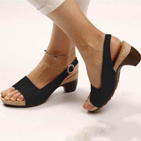 Sophia | Relaxed Mary Jane Buckle Strap Block Heel Sandals