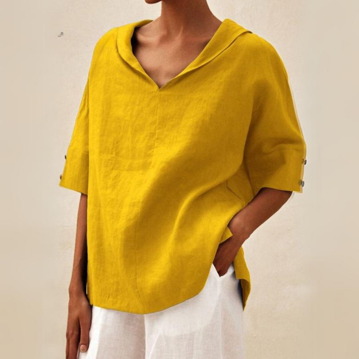 Sophia | Sophisticated Relaxed Fit V-Neck Linen Top