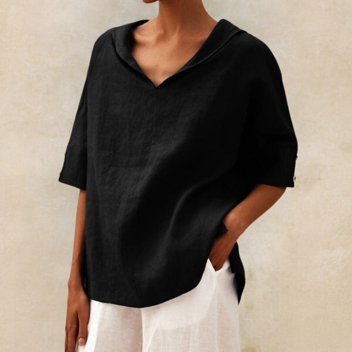 Sophia | Sophisticated Relaxed Fit V-Neck Linen Top