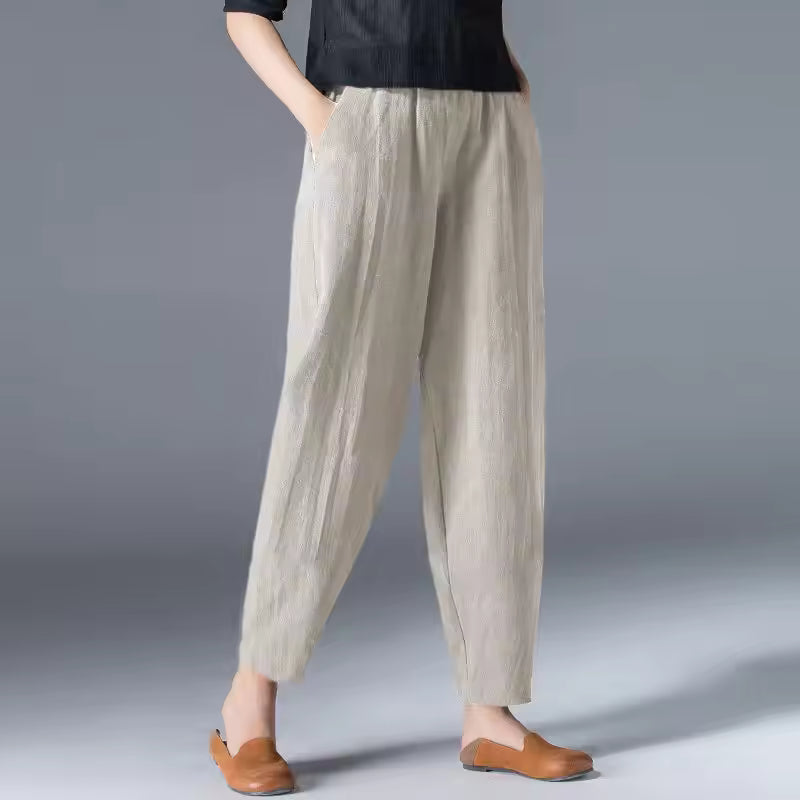 Sophie | Cosy Elastic Waist Linen Harem Pants