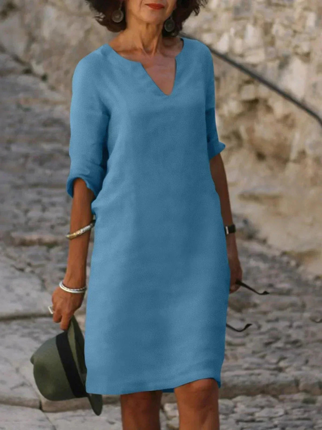 Sophie | Refined V-Neck Knee Length Shift Summer Dresses