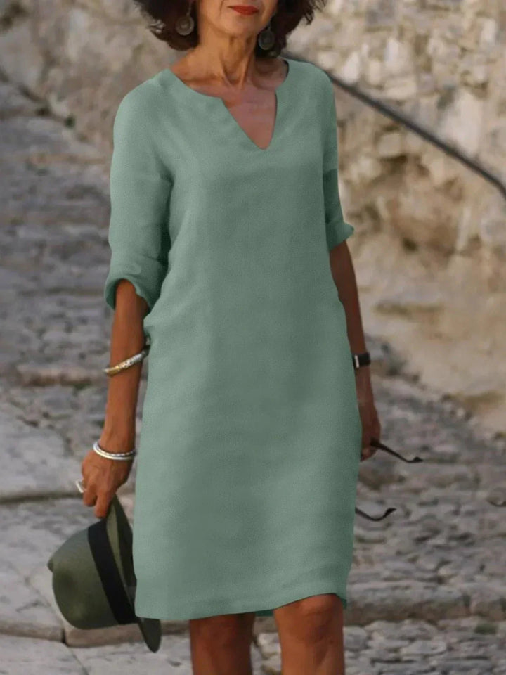 Sophie | Refined V-Neck Knee Length Shift Summer Dresses