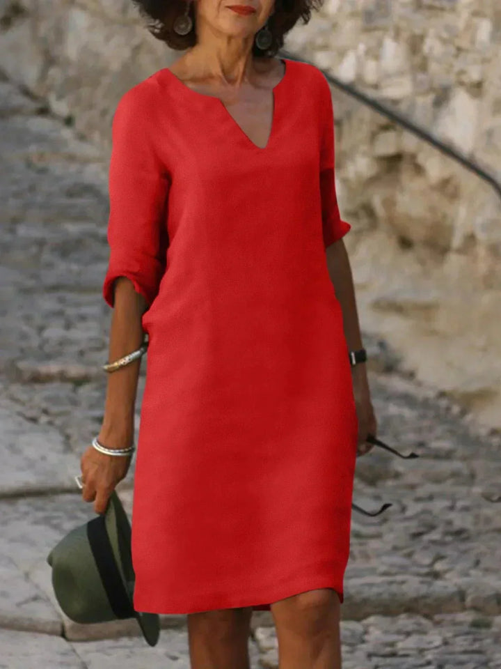 Sophie | Refined V-Neck Knee Length Shift Summer Dresses