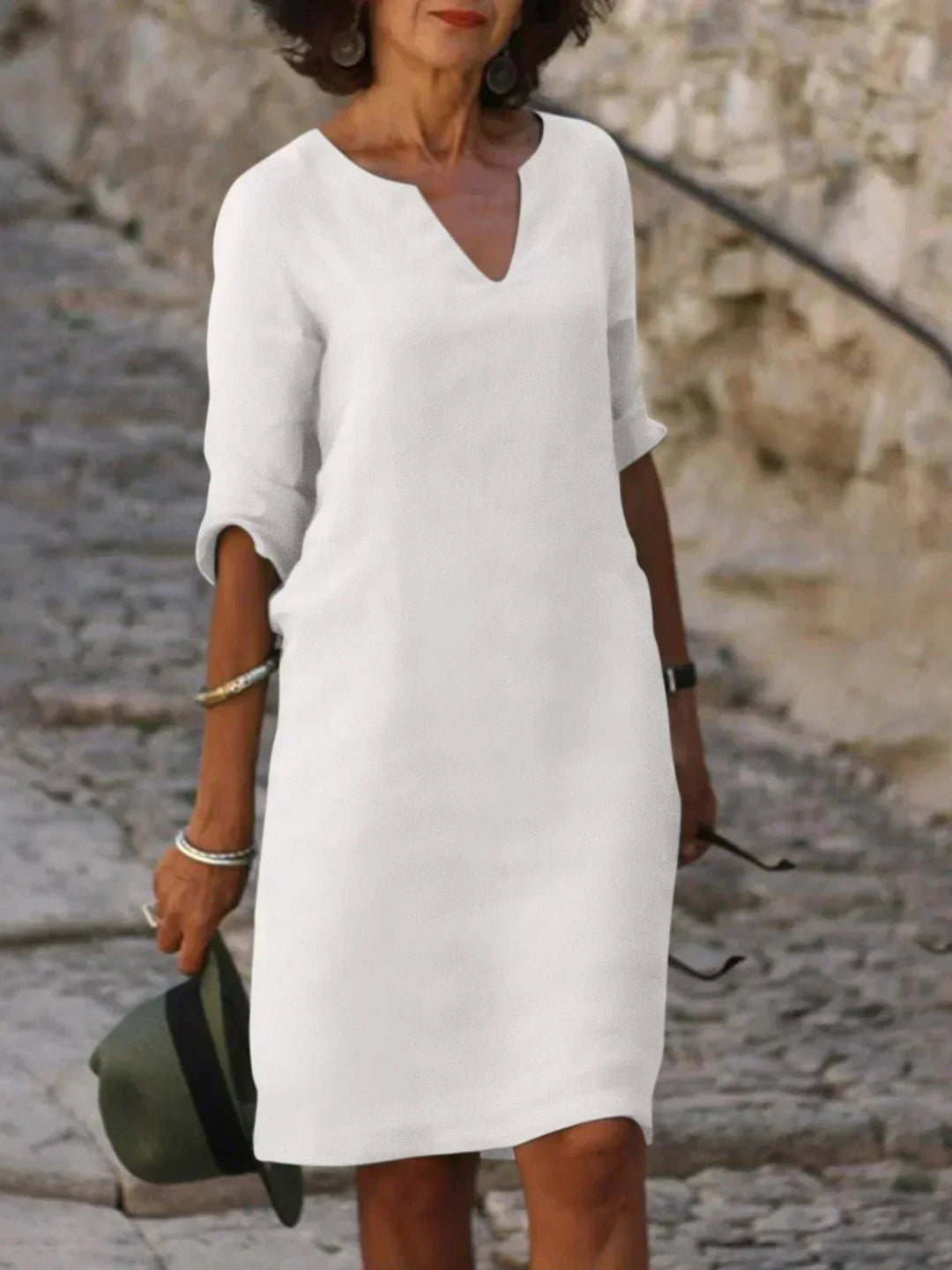 Sophie | Refined V-Neck Knee Length Shift Summer Dresses