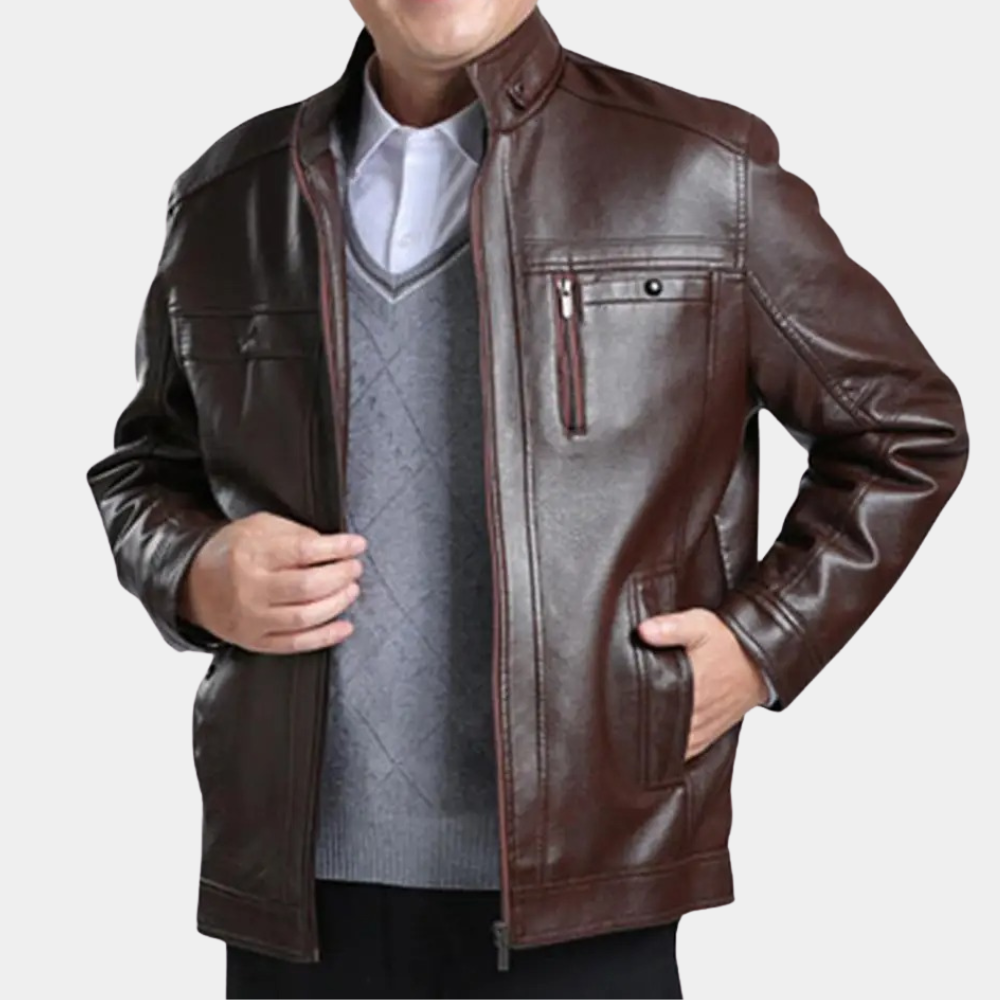 Spencer | Refined Sherpa-Lined Zip Leather Jacket