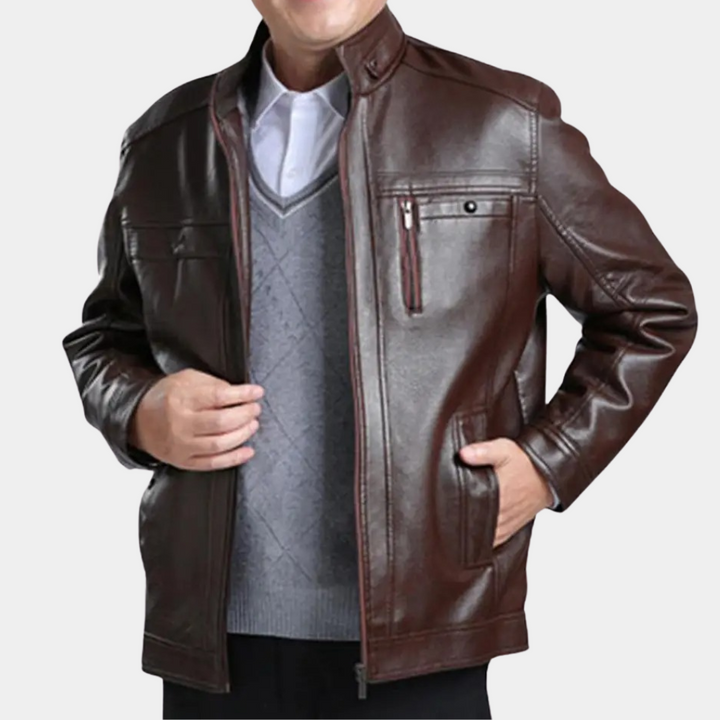Spencer | Refined Sherpa-Lined Zip Leather Jacket