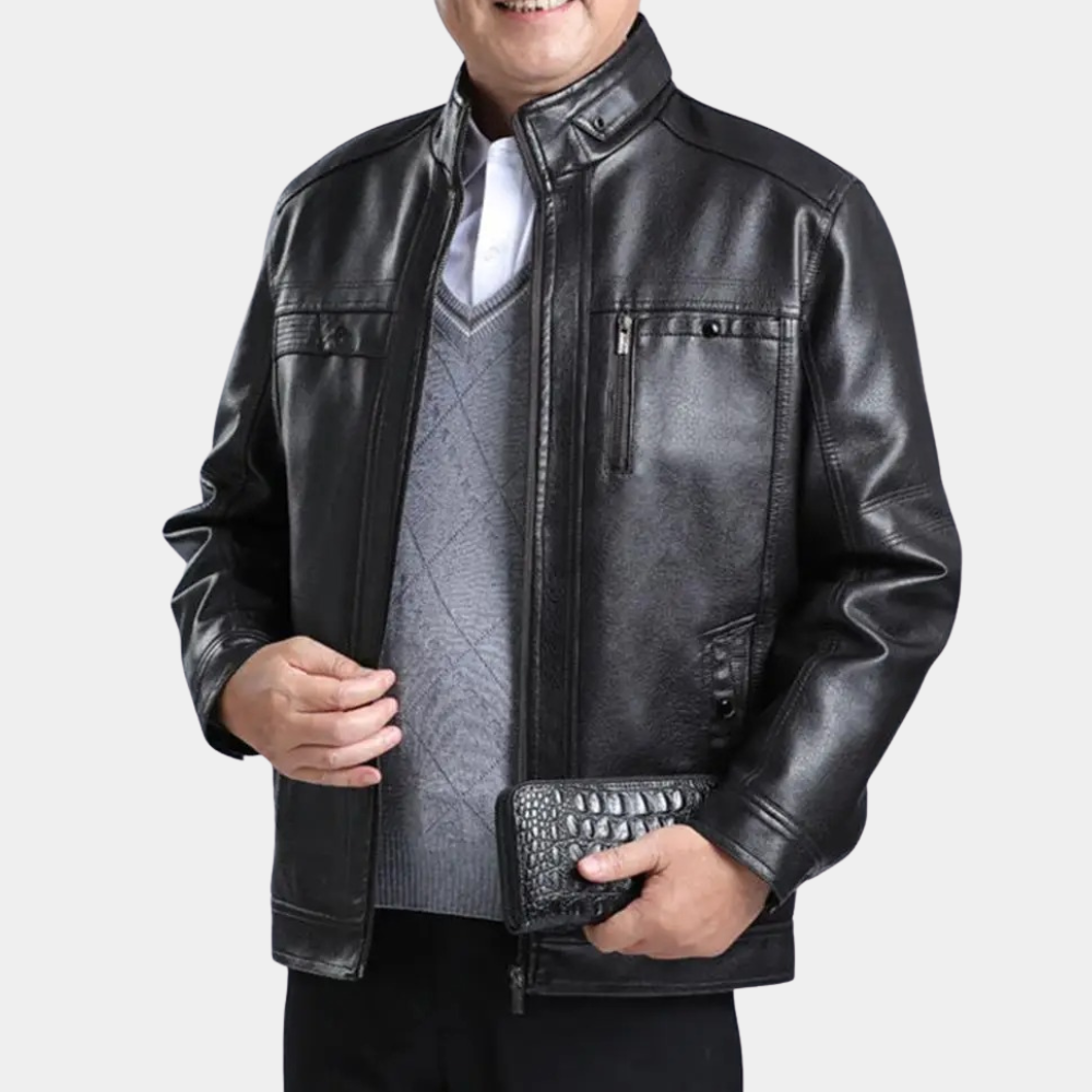 Spencer | Refined Sherpa-Lined Zip Leather Jacket