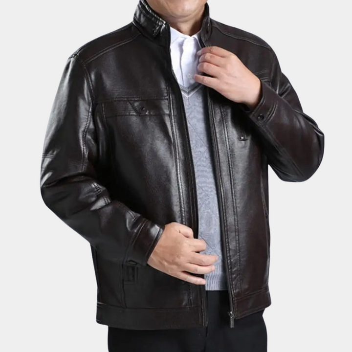 Spencer | Refined Sherpa-Lined Zip Leather Jacket