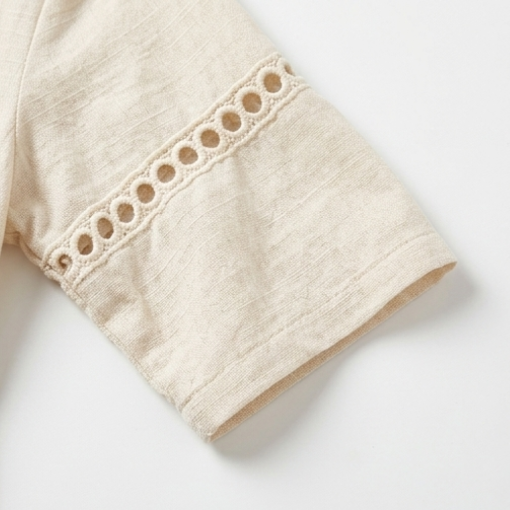 Stella | Chic Crochet Trim V-Neck Midi Dress