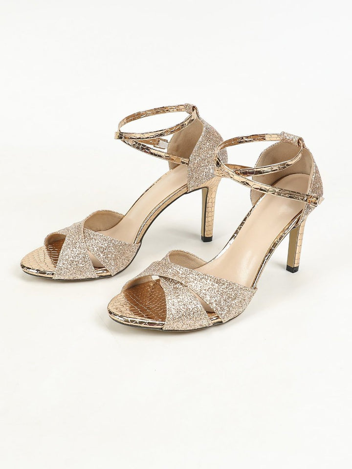 Stella | Elegant Glitter Stiletto High Heels Ankle Strap Sandals