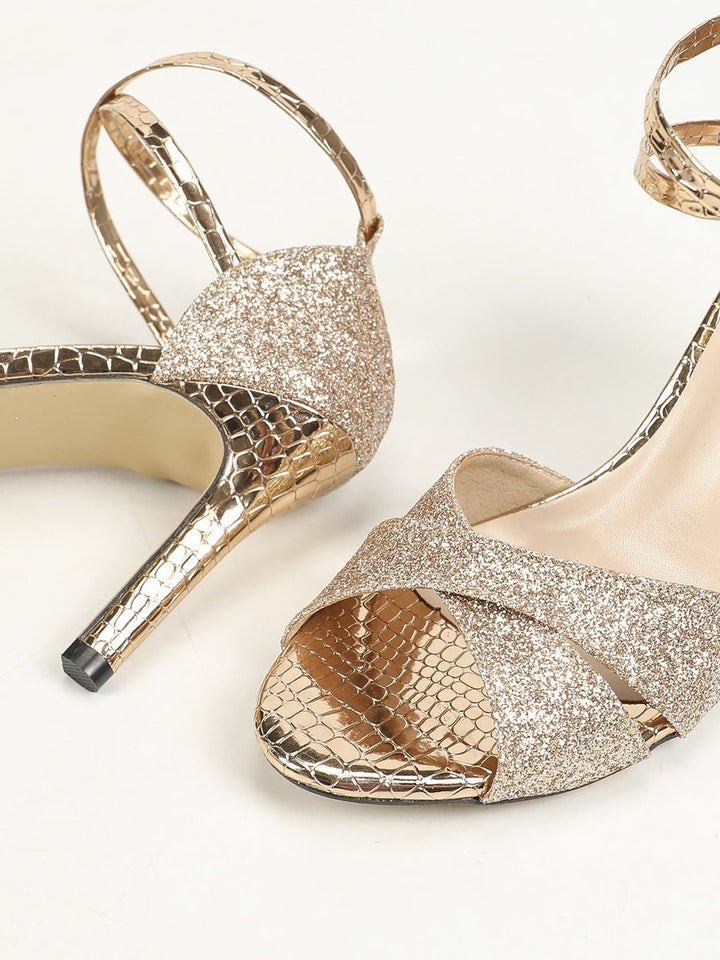 Stella | Elegant Glitter Stiletto High Heels Ankle Strap Sandals