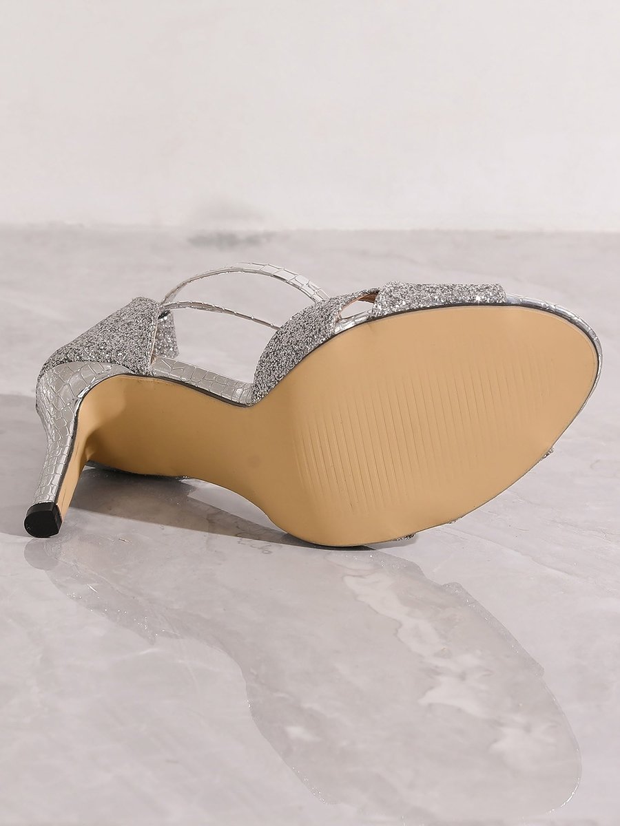 Stella | Elegant Glitter Stiletto High Heels Ankle Strap Sandals