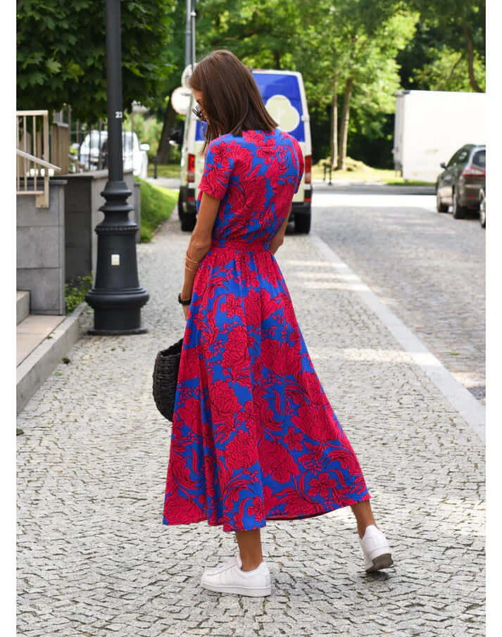 Stella | Polished Floral Wrap Summer Dresses with Tie Waist