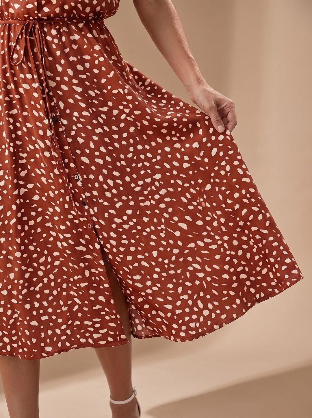 Stella | Sophisticated Printed Short Sleeve Midi Dress