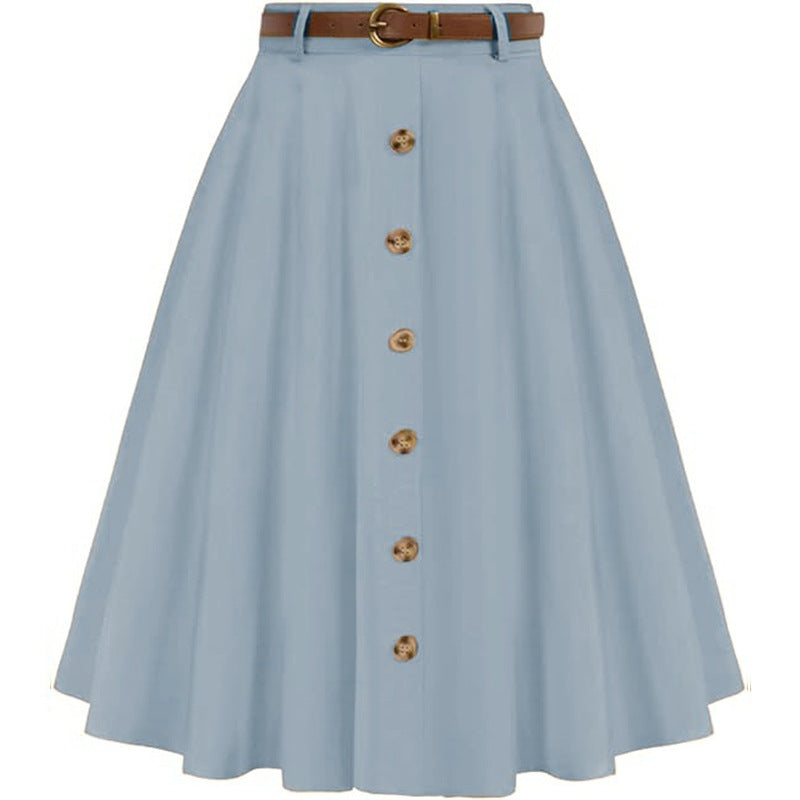 Charlotte | Stylish Belted Button Front A-Line Midi Skirt
